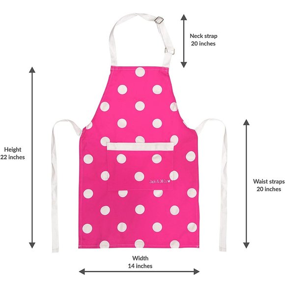 Kids Pink Cooking Apron Polka Dots Girls NWT New - Picture 2 of 5